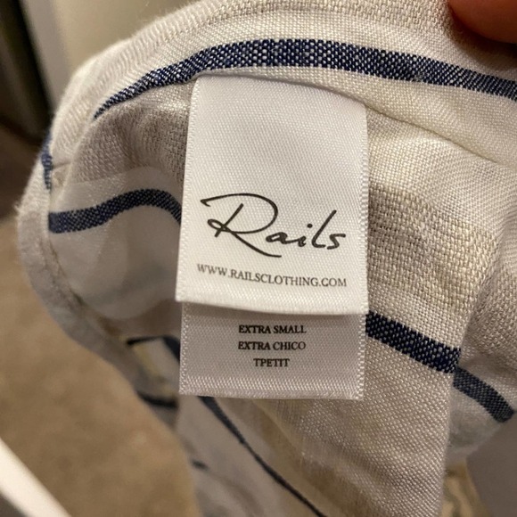 NWT RAILS Womens Stripe Smocked Wrap Crop Top Juliana Coco Linen Cream Gray XS - Picture 15 of 16